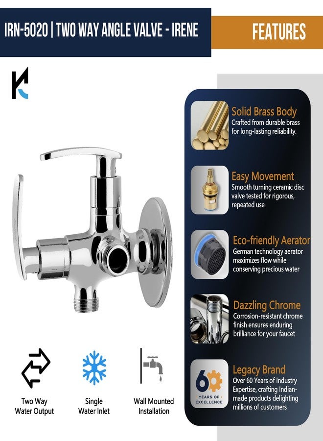 Kamal Brass Two in One Angle Cock Tab with Wall Flange - Irene | Wall Mount Installation | Chrome Finish - Silver (Pack of 1) - Image 3